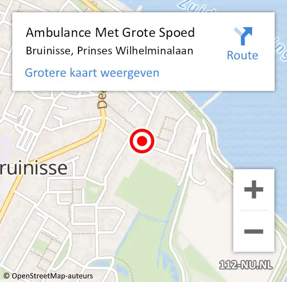 Locatie op kaart van de 112 melding: Ambulance Met Grote Spoed Naar Bruinisse, Prinses Wilhelminalaan op 28 april 2015 21:33