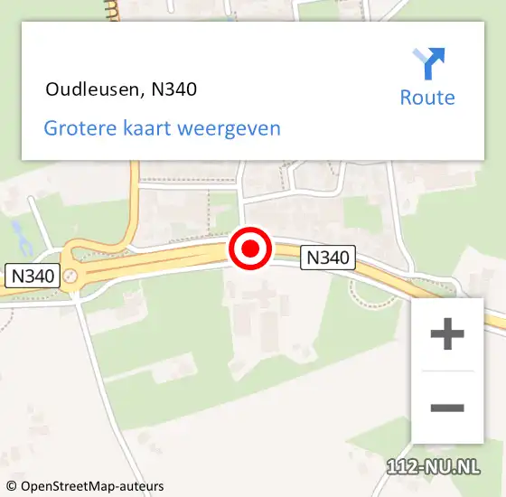 Locatie op kaart van de 112 melding:  Oudleusen, N340 op 29 april 2015 09:29