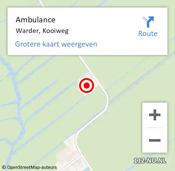 Locatie op kaart van de 112 melding: Ambulance Warder, Kooiweg op 29 april 2015 13:23