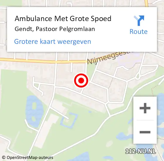 Locatie op kaart van de 112 melding: Ambulance Met Grote Spoed Naar Gendt, Pastoor Pelgromlaan op 6 november 2013 11:39