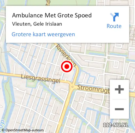 Locatie op kaart van de 112 melding: Ambulance Met Grote Spoed Naar Vleuten, Gele Irislaan op 30 april 2015 00:11