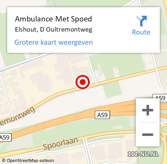 Locatie op kaart van de 112 melding: Ambulance Met Spoed Naar Elshout, D Oultremontweg op 30 april 2015 00:37