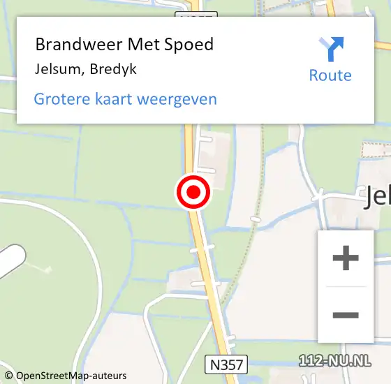 Locatie op kaart van de 112 melding: Brandweer Met Spoed Naar Jelsum, Bredyk op 30 april 2015 15:19