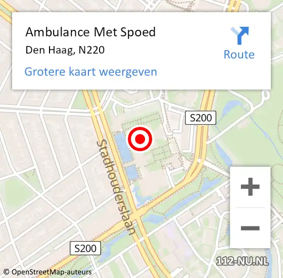 Locatie op kaart van de 112 melding: Ambulance Met Spoed Naar Den Haag, N220 op 30 april 2015 16:32