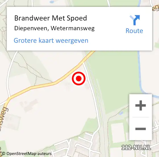 Locatie op kaart van de 112 melding: Brandweer Met Spoed Naar Diepenveen, Wetermansweg op 1 mei 2015 02:37