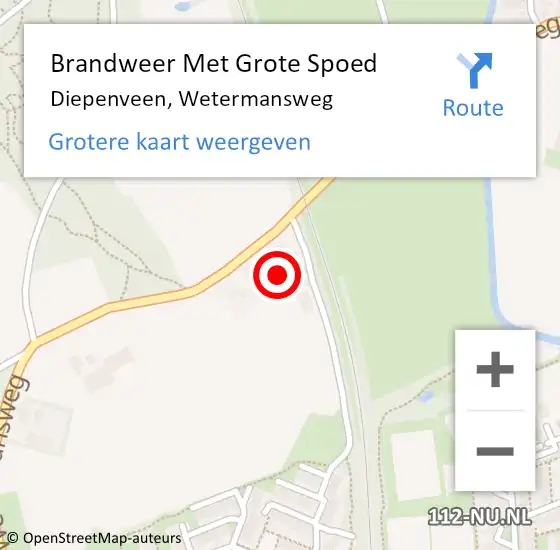 Locatie op kaart van de 112 melding: Brandweer Met Grote Spoed Naar Diepenveen, Wetermansweg op 1 mei 2015 02:40