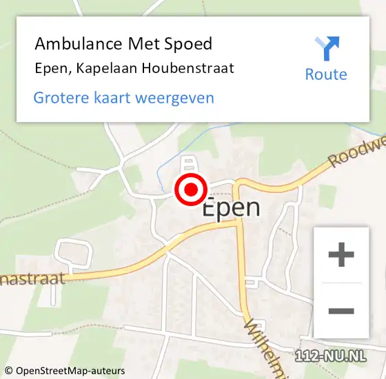 Locatie op kaart van de 112 melding: Ambulance Met Spoed Naar Epen, Kapelaan Houbenstraat op 1 mei 2015 08:16