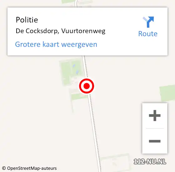 Locatie op kaart van de 112 melding: Politie De Cocksdorp, Vuurtorenweg op 1 mei 2015 09:02