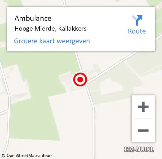 Locatie op kaart van de 112 melding: Ambulance Hooge Mierde, Kailakkers op 1 mei 2015 15:16