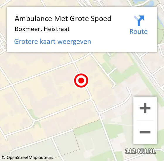 Locatie op kaart van de 112 melding: Ambulance Met Grote Spoed Naar Boxmeer, Heistraat op 1 mei 2015 16:51