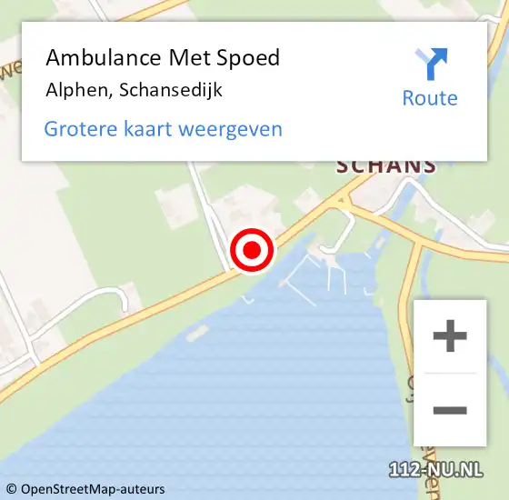 Locatie op kaart van de 112 melding: Ambulance Met Spoed Naar Alphen, Schansedijk op 1 mei 2015 23:37