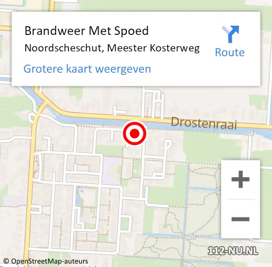 Locatie op kaart van de 112 melding: Brandweer Met Spoed Naar Noordscheschut, Meester Kosterweg op 2 mei 2015 10:21