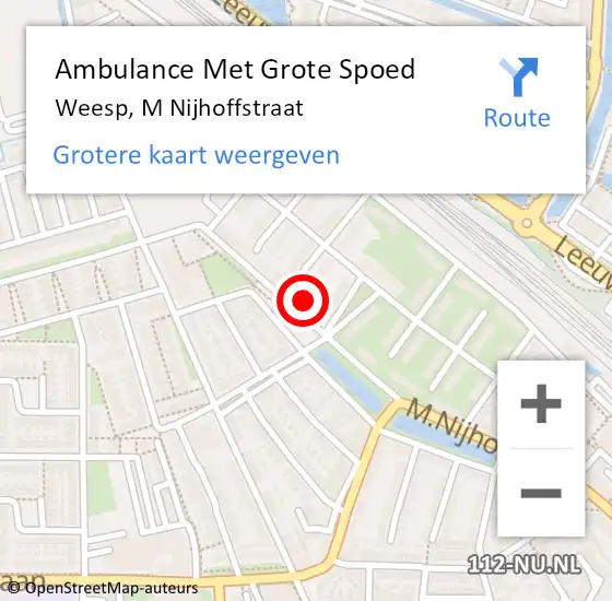 Locatie op kaart van de 112 melding: Ambulance Met Grote Spoed Naar Weesp, M Nijhoffstraat op 2 mei 2015 10:23
