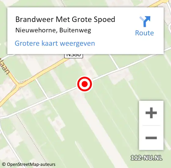 Locatie op kaart van de 112 melding: Brandweer Met Grote Spoed Naar Nieuwehorne, Buitenweg op 2 mei 2015 17:33