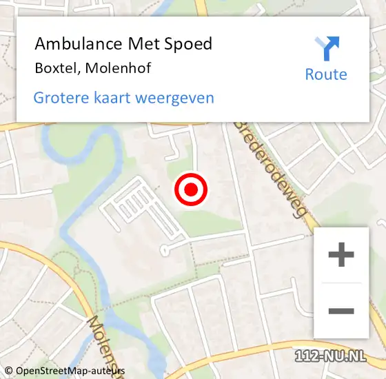 Locatie op kaart van de 112 melding: Ambulance Met Spoed Naar Boxtel, Molenhof op 2 mei 2015 18:55