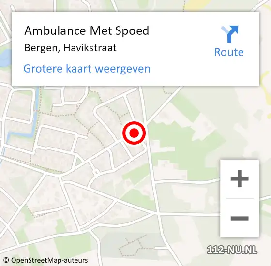 Locatie op kaart van de 112 melding: Ambulance Met Spoed Naar Bergen, Havikstraat op 2 mei 2015 22:46