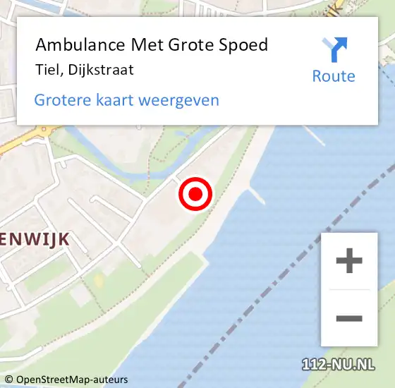 Locatie op kaart van de 112 melding: Ambulance Met Grote Spoed Naar Tiel, Dijkstraat op 3 mei 2015 07:42