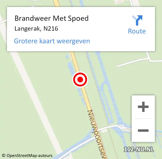 Locatie op kaart van de 112 melding: Brandweer Met Spoed Naar Langerak, N216 op 3 mei 2015 13:59