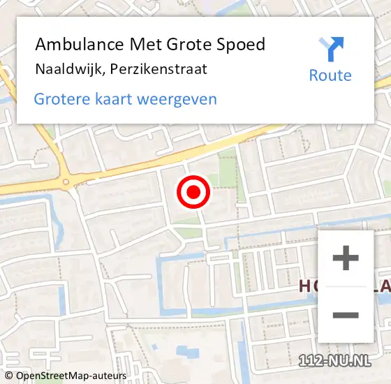 Locatie op kaart van de 112 melding: Ambulance Met Grote Spoed Naar Naaldwijk, Perzikenstraat op 3 mei 2015 23:14