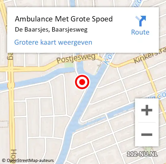 Locatie op kaart van de 112 melding: Ambulance Met Grote Spoed Naar De Baarsjes, Baarsjesweg op 4 mei 2015 09:03