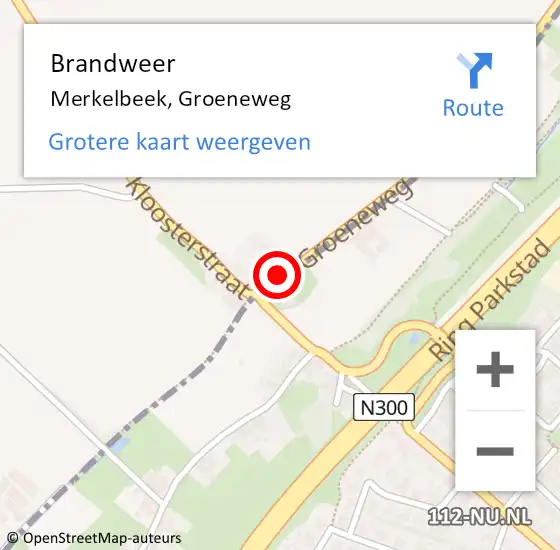 Locatie op kaart van de 112 melding: Brandweer Merkelbeek, Groeneweg op 4 mei 2015 18:45