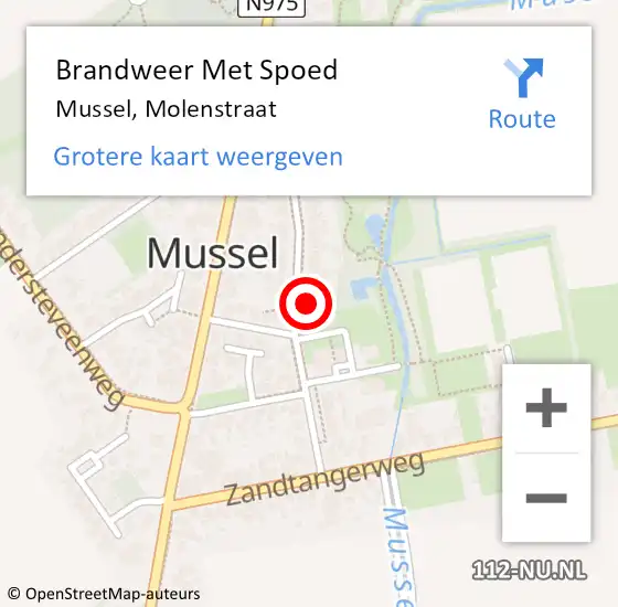 Locatie op kaart van de 112 melding: Brandweer Met Spoed Naar Mussel, Molenstraat op 4 mei 2015 22:52