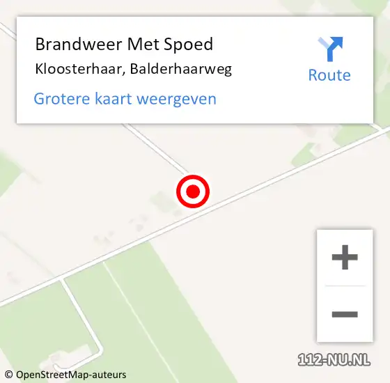 Locatie op kaart van de 112 melding: Brandweer Met Spoed Naar Kloosterhaar, Balderhaarweg op 5 mei 2015 15:38