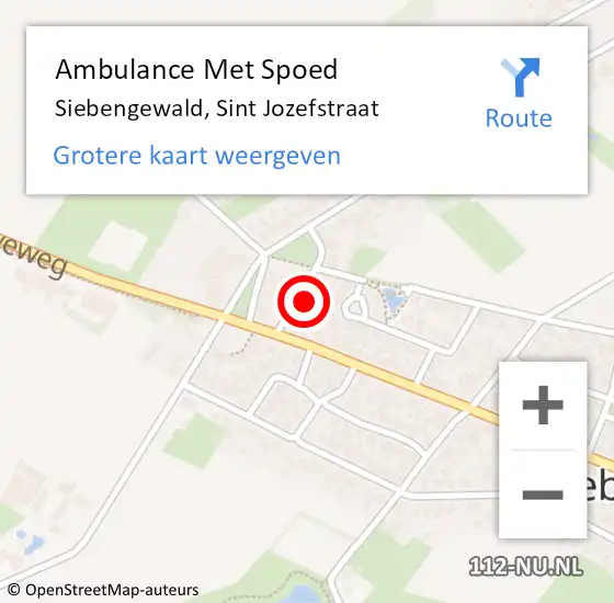 Locatie op kaart van de 112 melding: Ambulance Met Spoed Naar Siebengewald, Sint Jozefstraat op 6 mei 2015 01:48