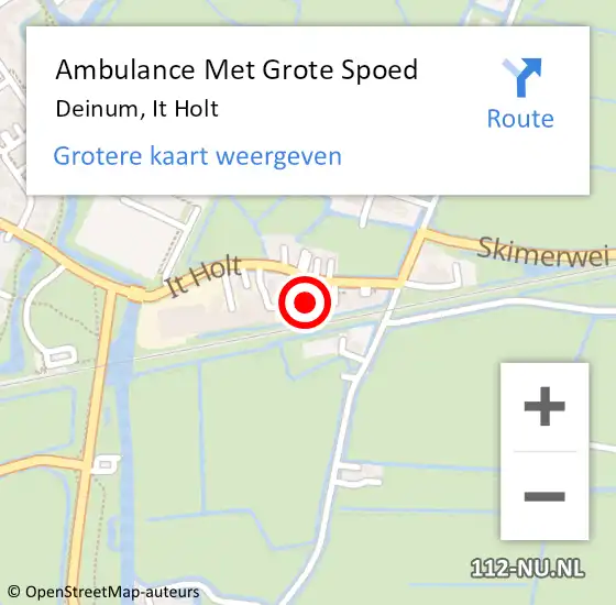 Locatie op kaart van de 112 melding: Ambulance Met Grote Spoed Naar Deinum, It Holt op 6 mei 2015 16:53