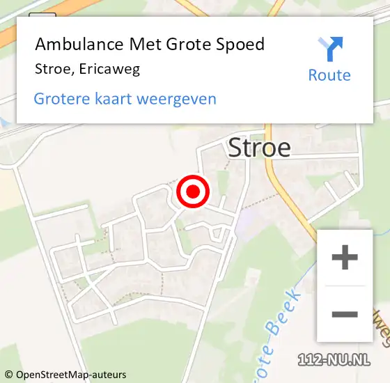 Locatie op kaart van de 112 melding: Ambulance Met Grote Spoed Naar Stroe, Ericaweg op 6 mei 2015 18:02
