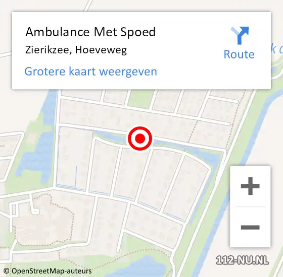 Locatie op kaart van de 112 melding: Ambulance Met Spoed Naar Zierikzee, Hoeveweg op 6 mei 2015 21:58