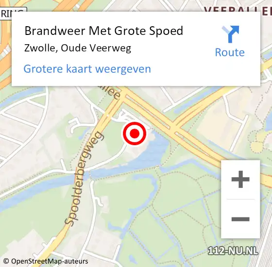 Locatie op kaart van de 112 melding: Brandweer Met Grote Spoed Naar Zwolle, Oude Veerweg op 7 november 2013 07:32