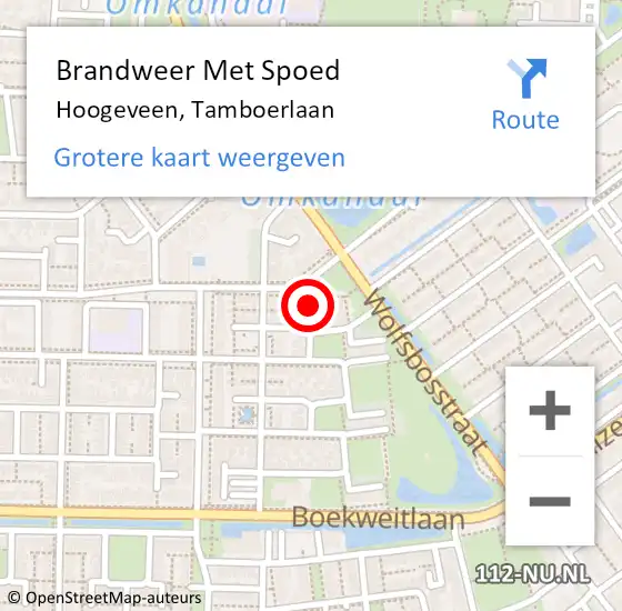 Locatie op kaart van de 112 melding: Brandweer Met Spoed Naar Hoogeveen, Tamboerlaan op 7 mei 2015 19:10
