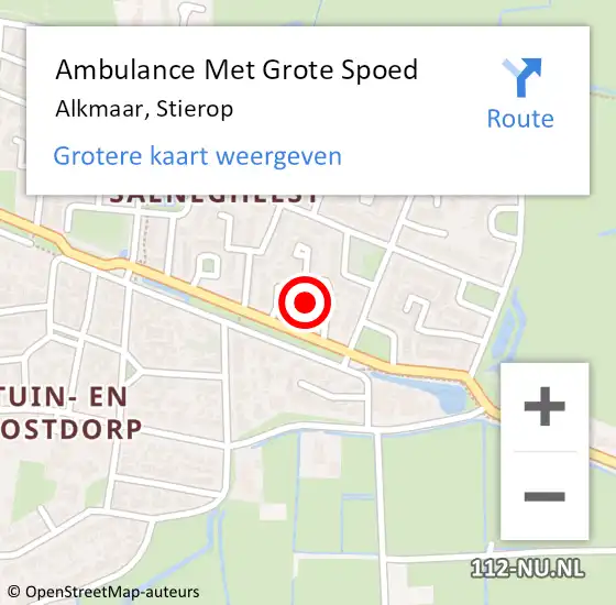 Locatie op kaart van de 112 melding: Ambulance Met Grote Spoed Naar Alkmaar, Stierop op 7 mei 2015 20:41
