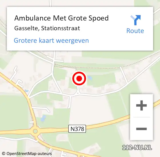 Locatie op kaart van de 112 melding: Ambulance Met Grote Spoed Naar Gasselte, Stationsstraat op 8 mei 2015 10:52