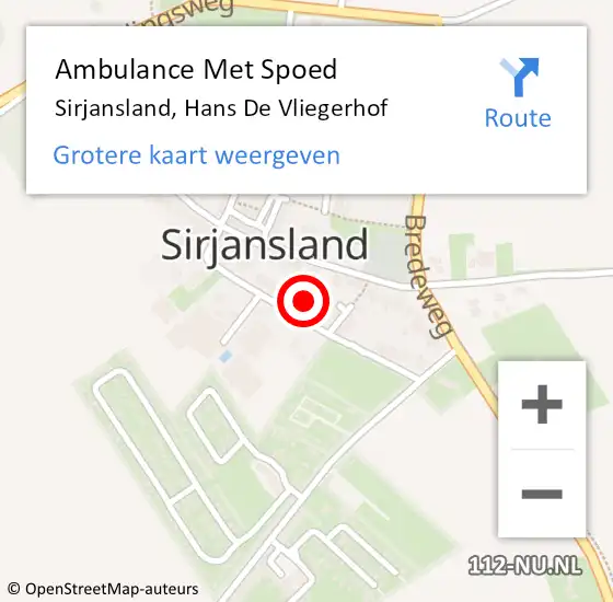 Locatie op kaart van de 112 melding: Ambulance Met Spoed Naar Sirjansland, Hans De Vliegerhof op 8 mei 2015 14:18