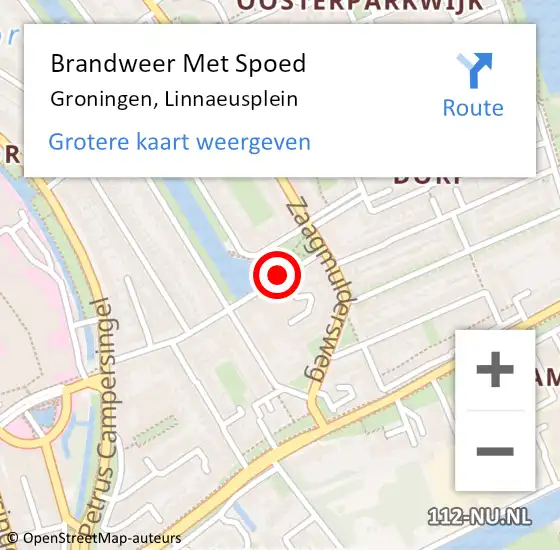Locatie op kaart van de 112 melding: Brandweer Met Spoed Naar Groningen, Linnaeusplein op 8 mei 2015 20:37