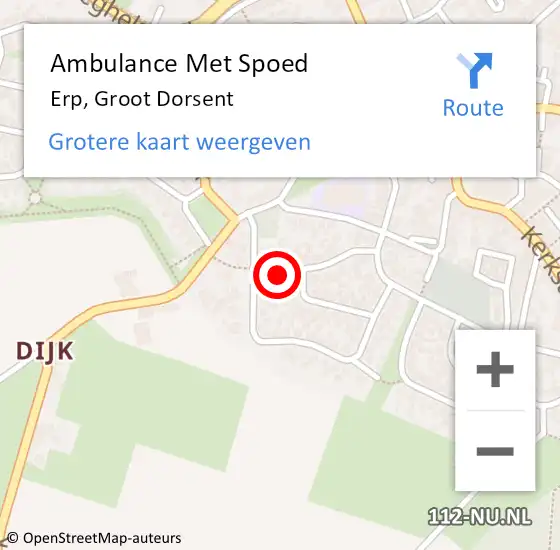 Locatie op kaart van de 112 melding: Ambulance Met Spoed Naar Erp, Groot Dorsent op 9 mei 2015 01:46