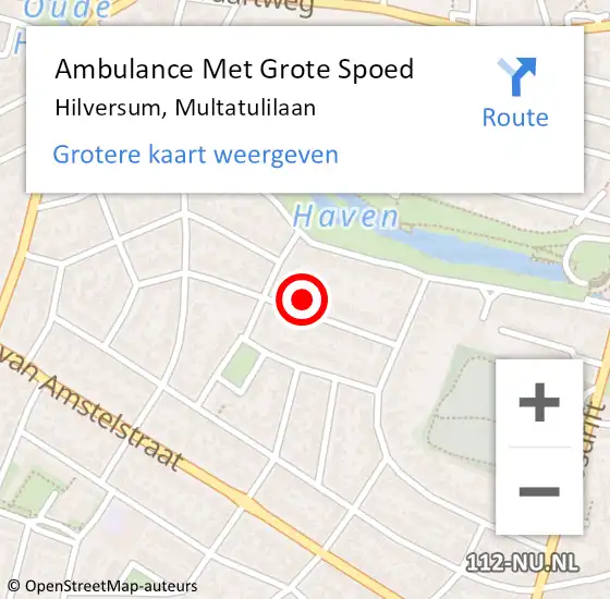 Locatie op kaart van de 112 melding: Ambulance Met Grote Spoed Naar Hilversum, Multatulilaan op 9 mei 2015 14:39