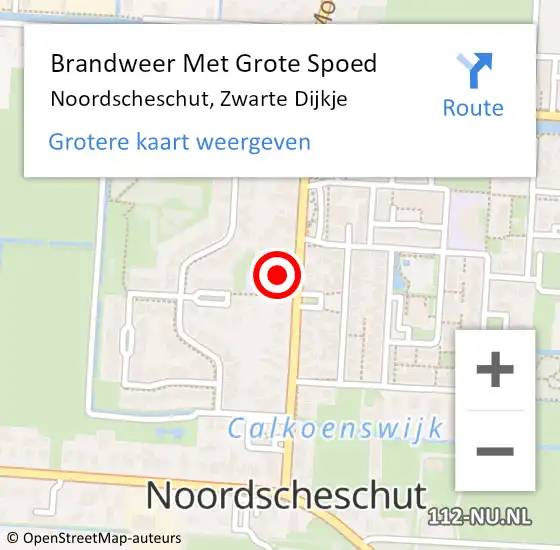 Locatie op kaart van de 112 melding: Brandweer Met Grote Spoed Naar Noordscheschut, Zwarte Dijkje op 10 mei 2015 01:56