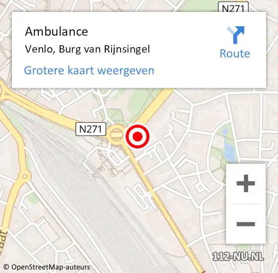 Locatie op kaart van de 112 melding: Ambulance Venlo, Burg van Rijnsingel op 12 mei 2015 10:22