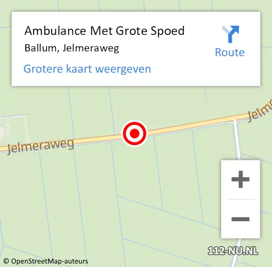 Locatie op kaart van de 112 melding: Ambulance Met Grote Spoed Naar Ballum, Jelmeraweg op 7 november 2013 14:45