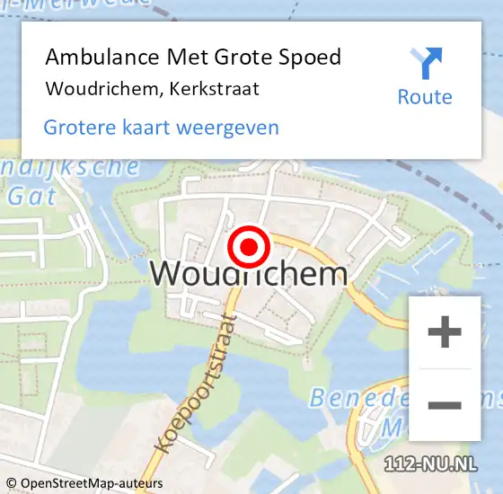 Locatie op kaart van de 112 melding: Ambulance Met Grote Spoed Naar Woudrichem, Kerkstraat op 13 mei 2015 12:40