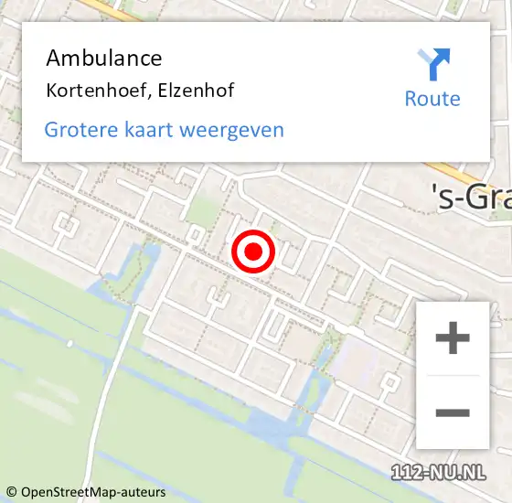 Locatie op kaart van de 112 melding: Ambulance Kortenhoef, Elzenhof op 13 mei 2015 13:41