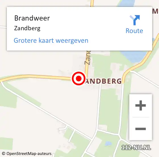 Locatie op kaart van de 112 melding: Brandweer Zandberg op 13 mei 2015 14:08