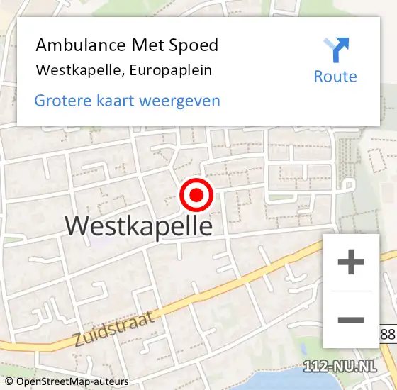 Locatie op kaart van de 112 melding: Ambulance Met Spoed Naar Westkapelle, Europaplein op 13 mei 2015 14:54