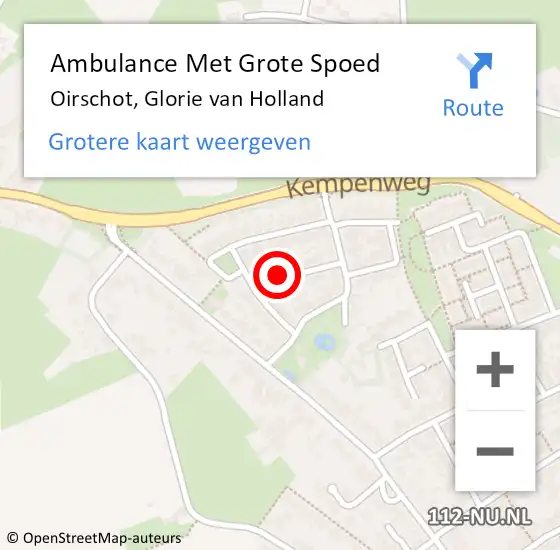 Locatie op kaart van de 112 melding: Ambulance Met Grote Spoed Naar Oirschot, Glorie van Holland op 13 mei 2015 21:57