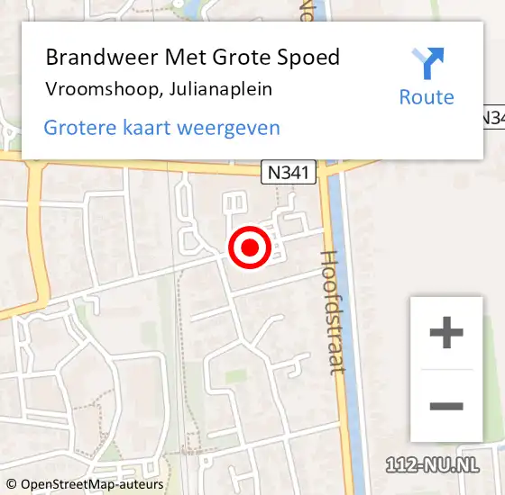 Locatie op kaart van de 112 melding: Brandweer Met Grote Spoed Naar Vroomshoop, Julianaplein op 13 mei 2015 22:36