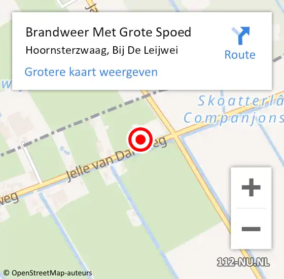 Locatie op kaart van de 112 melding: Brandweer Met Grote Spoed Naar Hoornsterzwaag, Bij De Leijwei op 13 mei 2015 22:49