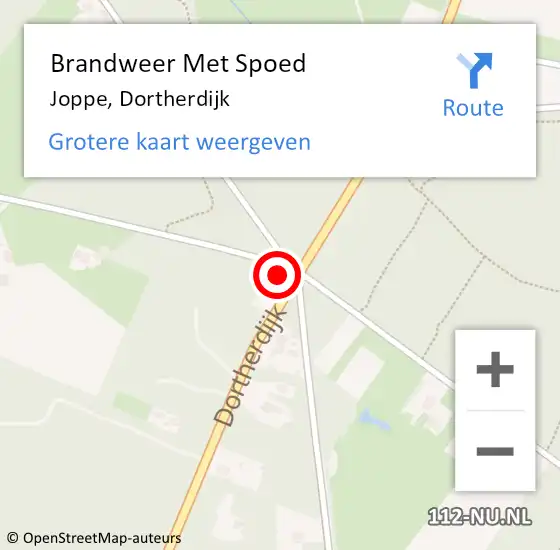 Locatie op kaart van de 112 melding: Brandweer Met Spoed Naar Joppe, Dortherdijk op 14 mei 2015 11:25